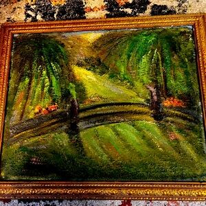 Elegant Landscape Painting with Gold Frame